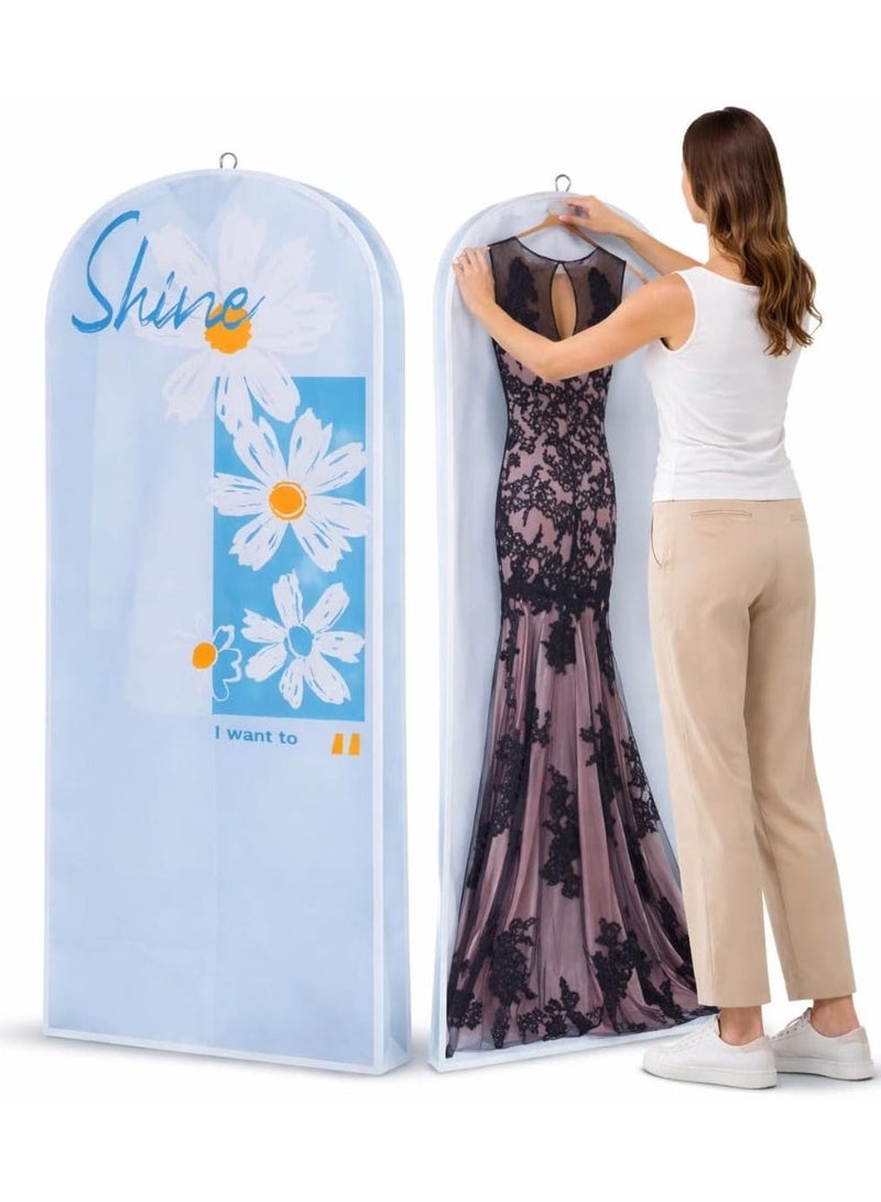 Set of 5 closet storage garment bags, waterproof plastic suit covers with zipper, semi-transparent garment protector for suits, coats, jackets and dresses, size 60 x 140 cm (sky blue) - Image 3